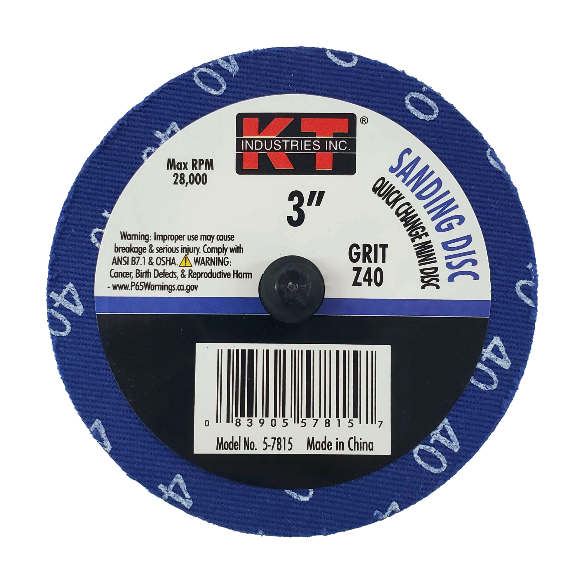 K-T Industries Mini Sanding Discs — 3in., 40 Grit, 5-Pack, Model# 5-7815